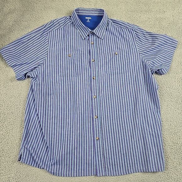 KingSize Shirt Mens 3XL‎ Big Stripe Short Sleeve Button Down - Picture 1 of 9